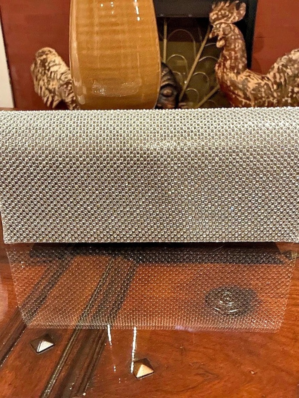 Silver Rhinestone Clutch Like New - Picture 2 of 9